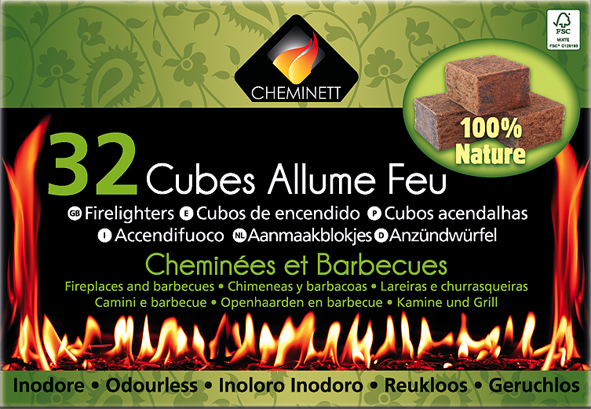 Cubes allume feu 100 % naturel 32 pièces - PYROFEU